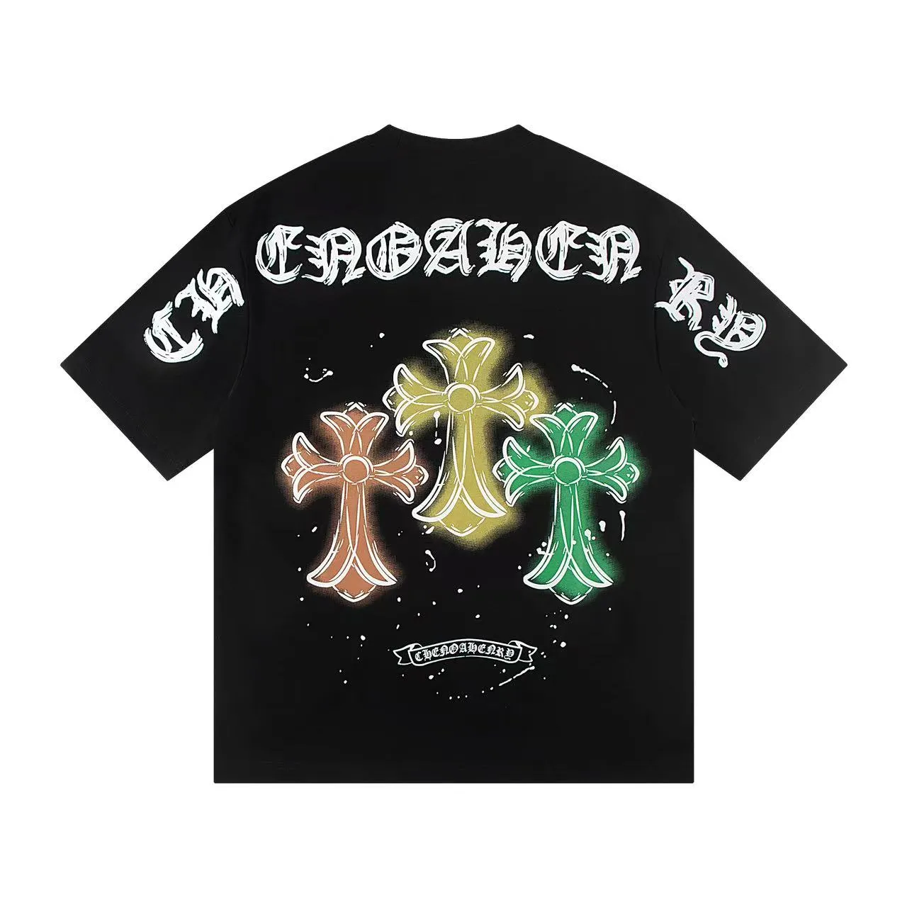 🅿️160 Style: 2025 new Croix Heart short-sleeved T-shirt Material: High version 300g double yarn combed cotton Size: S～XL Color: Black Style number: Z016